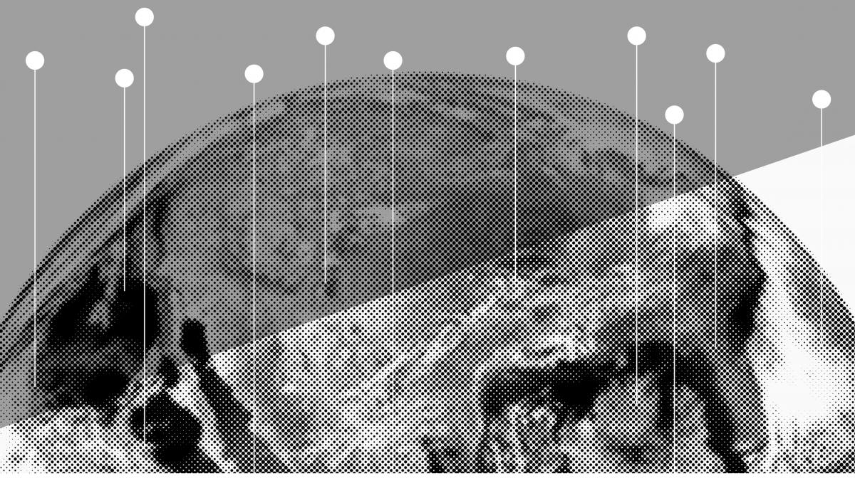 Image showing black and white picture of world map