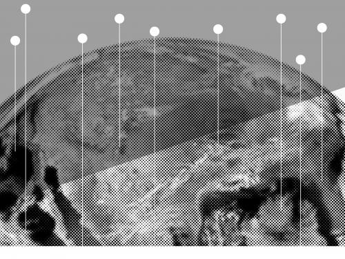 Image showing black and white picture of world map